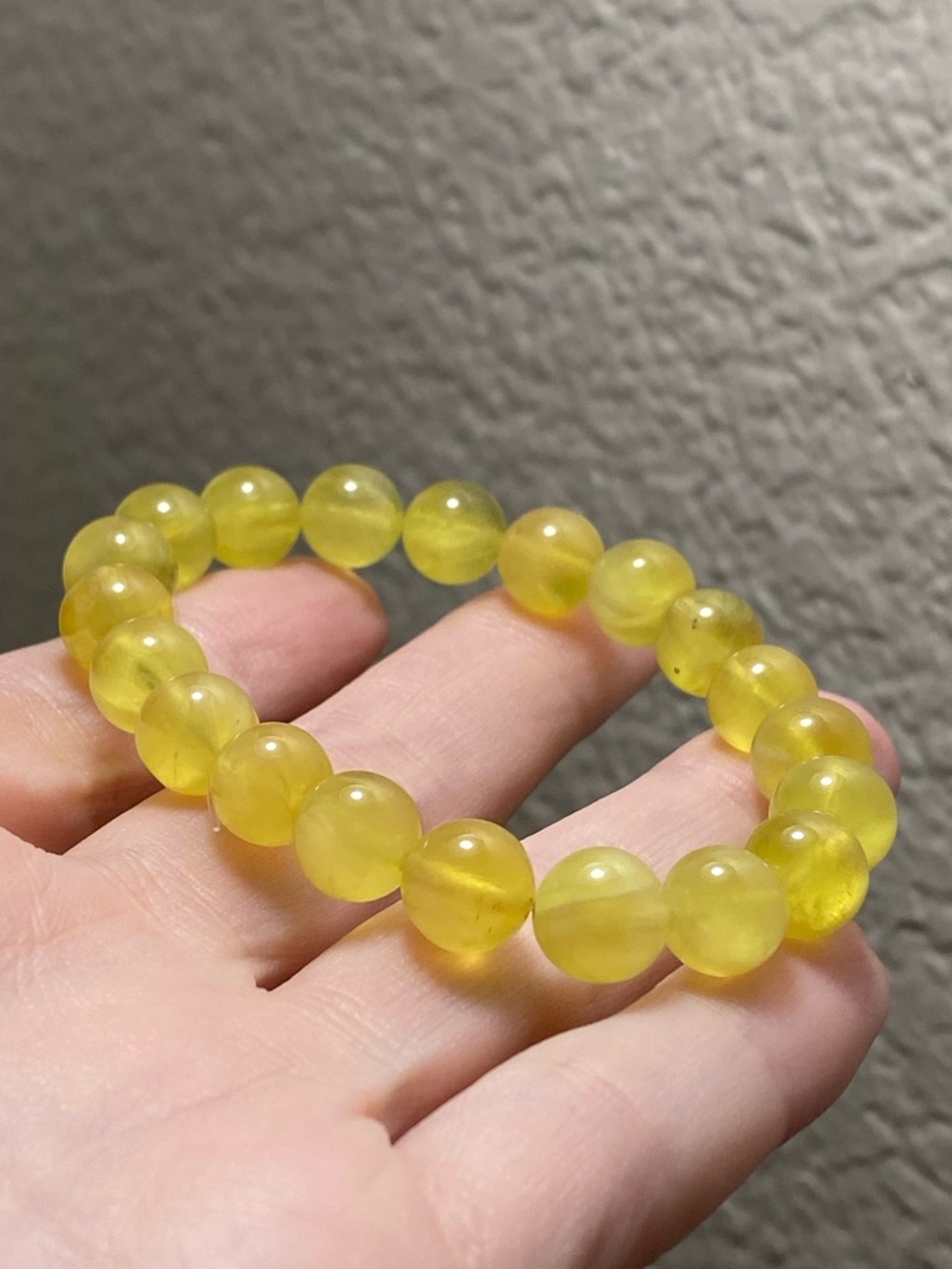 Golden Yellow Prehnite Bracelet | 9mm Beads